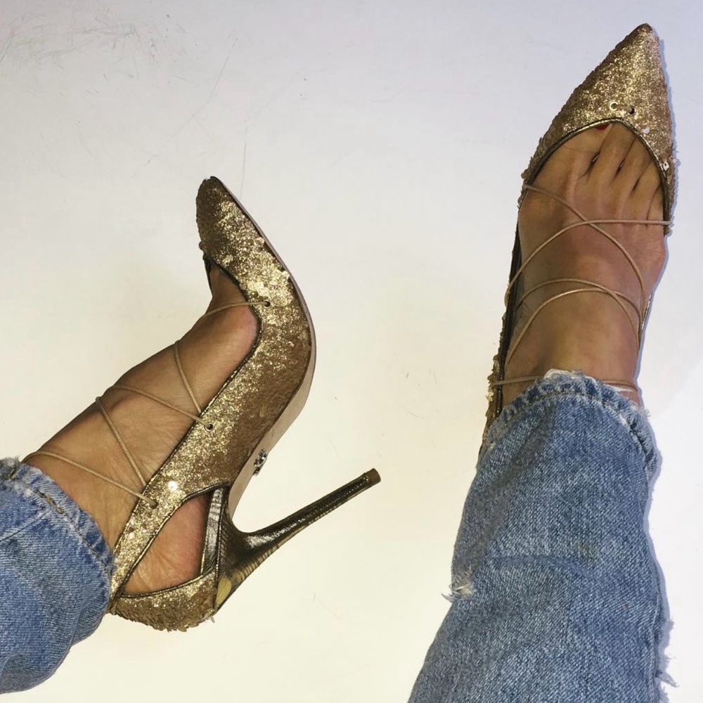 🔥🔥🔥Monika Chiang Bronze Lace-Up Heels